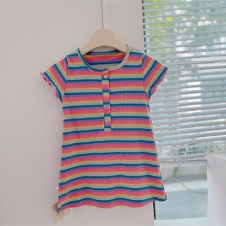 Váy hè trẻ em, Váy kẻ cầu vồng cho bé gái 9-26kg V738 Tiểu Yến KID