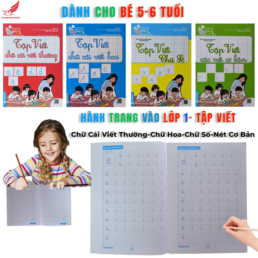Sách- Hành Trang Vào Lớp 1 Cho Bé 5-6 Tuổi Tập Viết Chữ Chữ Cái Viết Thường Hoa Số NCB