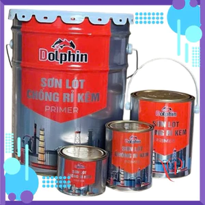 {Lon 2,7kg} Sơn Lót Chống Rỉ Kẽm DOLPHIN (Primer) lót trên bề mặt kim loại, nhựa, máy móc, nhà xưởng