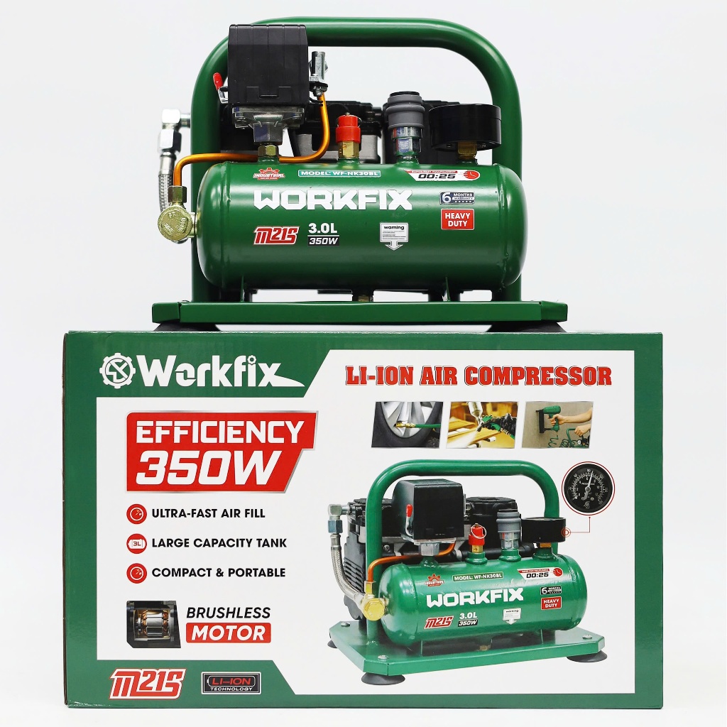 Máy Nén Khí PinWORKFIX WF-NK30BL Dung Tích 3L Chân Pin Phổ Thông M21 Công suất 350W Máy nén khí dùng pin