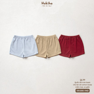 Quần Đùi Cotton Trơn Cho Bé Mặc Mùa Hè Hokiha Vải Cotton Mềm Mại, Co Giãn Thoải Mái Size Từ 8-17kg QL99