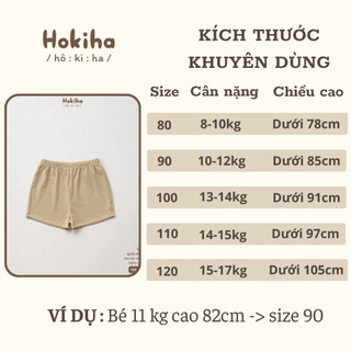 Quần Đùi Cotton Trơn Cho Bé Mặc Mùa Hè Hokiha Vải Cotton Mềm Mại, Co Giãn Thoải Mái Size Từ 8-17kg QL99