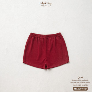 Quần Đùi Cotton Trơn Cho Bé Mặc Mùa Hè Hokiha Vải Cotton Mềm Mại, Co Giãn Thoải Mái Size Từ 8-17kg QL99