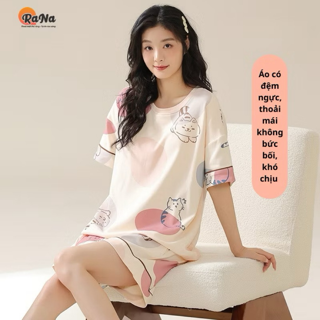Bộ đồ ngủ nữ RaNa shop trẻ trung Có đệm ngực Chất mềm phù hợp bạn