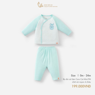 M&B (0-24M) Bộ quần áo dài tay cài bên Viscose 4 chiều mềm mịn, thoáng mát cho bé sơ sinh.