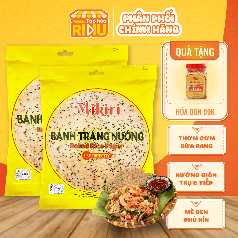 Combo 2 Bánh Tráng Nướng Vị Dừa 5 Lá Mikiri 130g – Giòn Rụm Thơm Bùi, Tiện Lợi