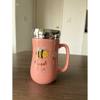 Ly sứ chịu nhiệt nắp gương 500ml thích hợp đựng nước ,cafe