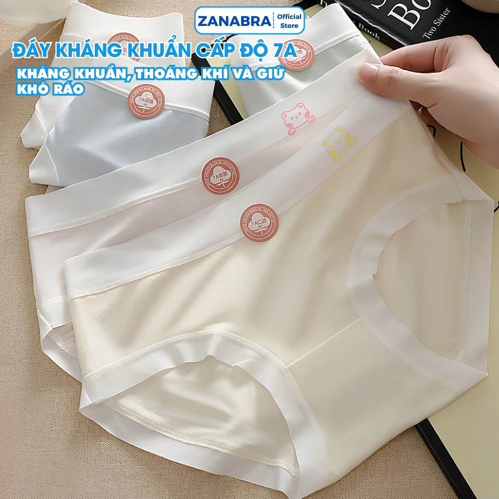 Quần lót nữ cotton viền su mịn màu pastel xinh xắn - Quần chip nữ cạp vừa đáy may 2 lớp kháng khuẩn ZANABRA LY03