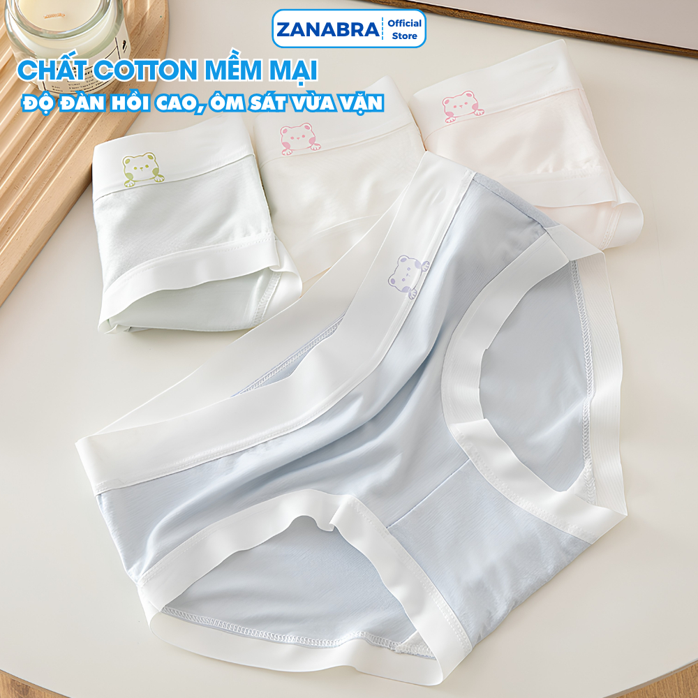 Quần lót nữ cotton viền su mịn màu pastel xinh xắn - Quần chip nữ cạp vừa đáy may 2 lớp kháng khuẩn ZANABRA LY03