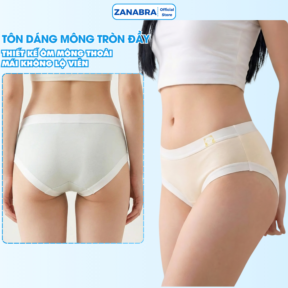 Quần lót nữ cotton viền su mịn màu pastel xinh xắn - Quần chip nữ cạp vừa đáy may 2 lớp kháng khuẩn ZANABRA LY03