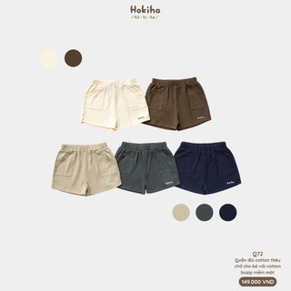 Quần Đùi Thêu Chữ Gấu Quần Phong Cách Hàn Cho Bé Hokiha Vải Cotton Mềm Mại, Thoáng Mát Size 8-17kg Q72