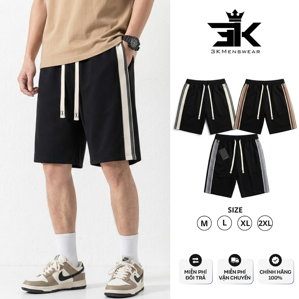 Quần đùi nam, Quần short nam 3 sọc thể thao chất liệu cao cấp thoáng mát không xù cho mùa hè