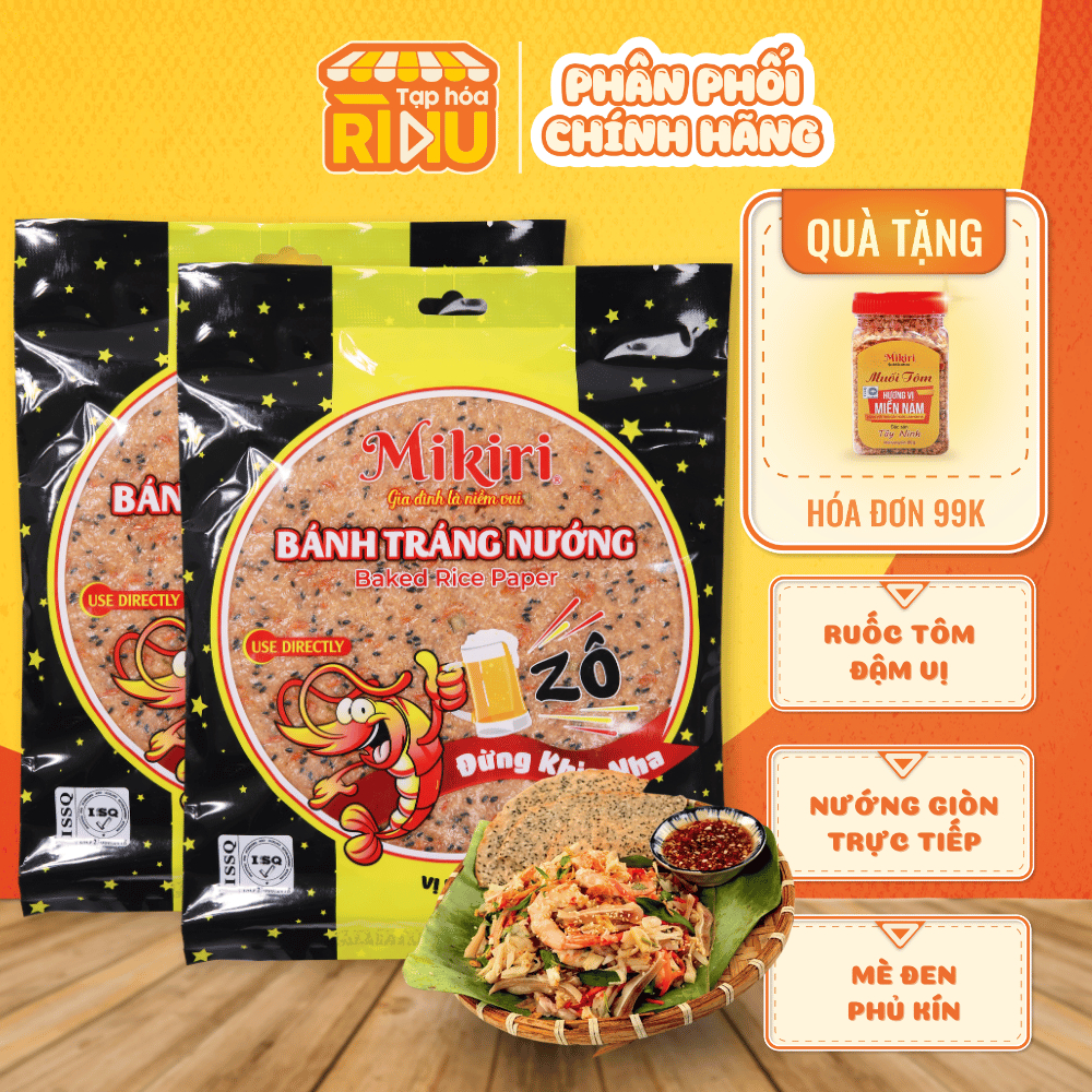 Combo 2 Bánh Tráng Nướng Vị Ruốc 2 Lá Mikiri 50g – Giòn Rụm, Đậm Vị Ruốc, Tiện Lợi