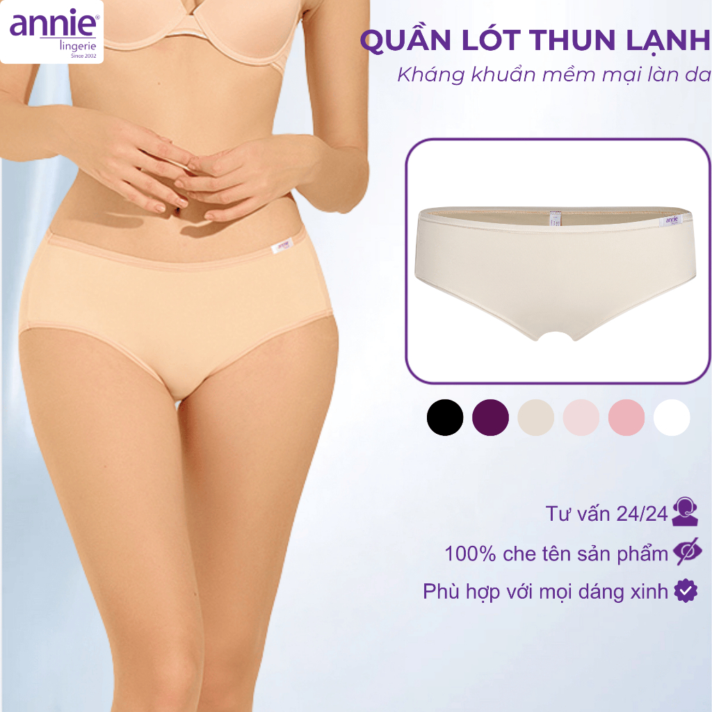 annie Quần Lót Nữ Thun Lạnh Thoáng Mát Co Giãn 4 Chiều, Quần Chip Chất Thun Đường May Cao Cấp Mềm Mại QE4535