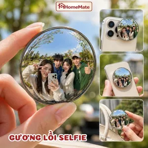 Gương Selfie Mini Góc Rộng 360° – Gương Lồi Chụp Ảnh Fisheye, Hỗ Trợ Camera Sau, Phụ Kiện Chụp Ảnh Du Lịch