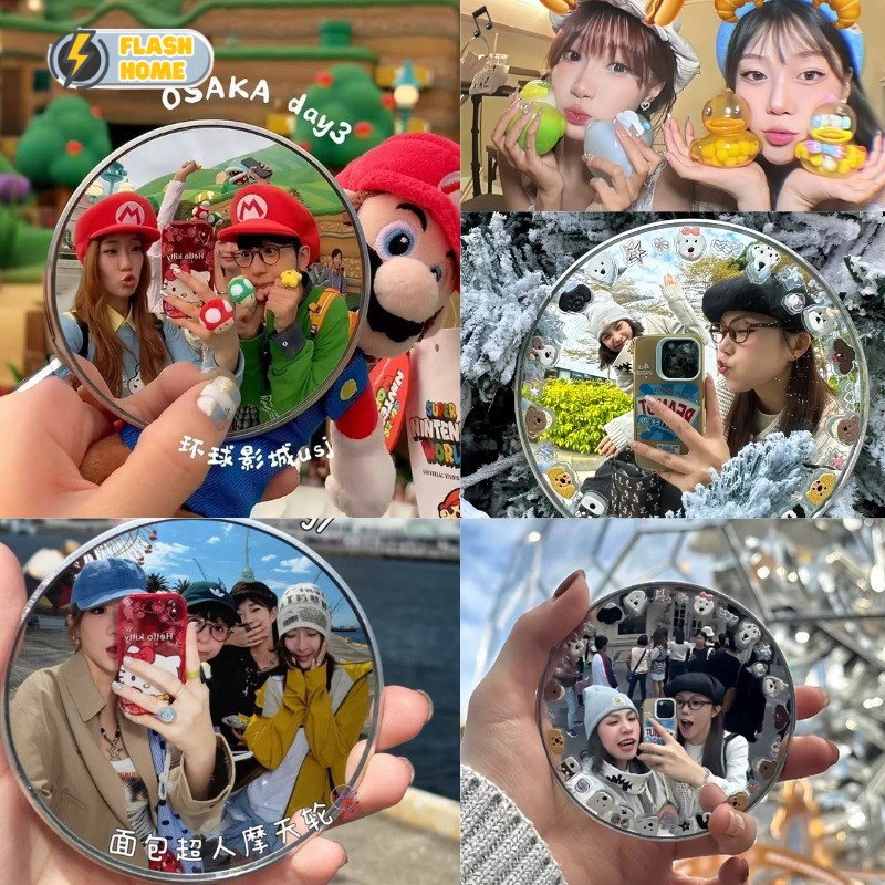 Gương Selfie Mini Góc Rộng 360° – Gương Lồi Chụp Ảnh Fisheye, Hỗ Trợ Camera Sau, Phụ Kiện Chụp Ảnh Du Lịch