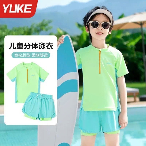 Đồ Bơi Bé Trai YLIKE Size Đại 6XL (40-45kg), Bộ Bơi Cộc Tay Rời Chống Nắng Cao Cấp
