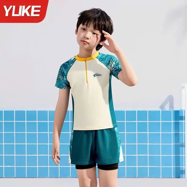 Đồ Bơi Bé Trai YLIKE Size Đại 6XL (40-45kg), Bộ Bơi Cộc Tay Rời Chống Nắng Cao Cấp
