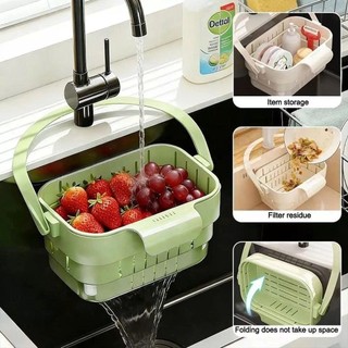 Rổ Lọc Rác Gắn Bồn Rửa Co Giãn Tiện Lợi, Giỏ Lọc 3 Tầng Nhựa Thoát Nước Nhanh