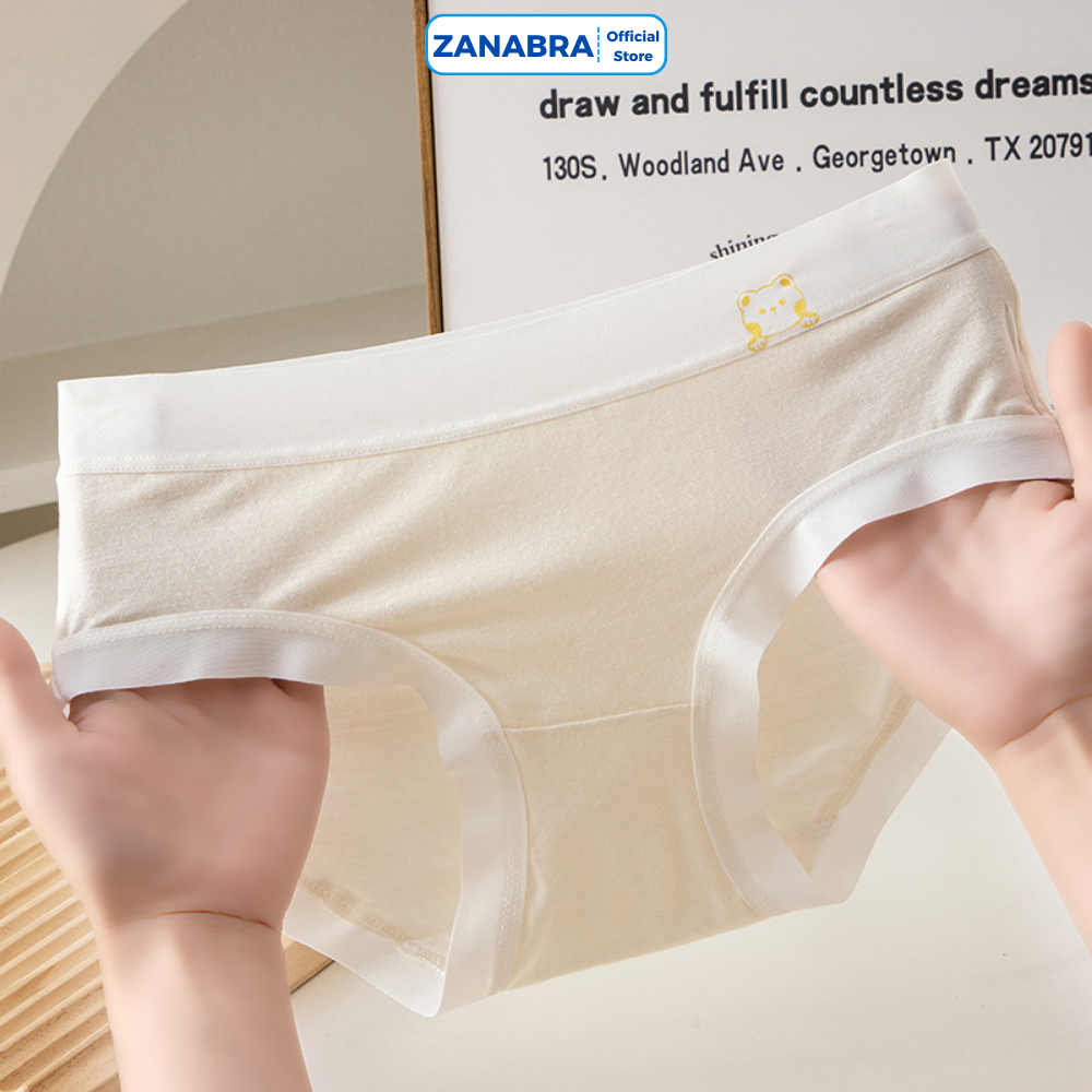 Quầnlót cotton nữ viền su đáy kháng khuẩn, Quần chip nữ thoáng khí thấm hút co giãn 4 chiều ZANABRA LY03
