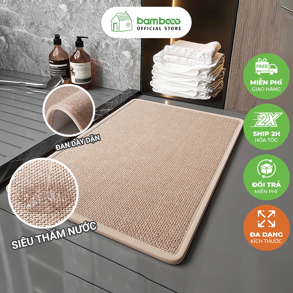 Thảm Lau Chân BAMBOOO ECO Chống Trượt Siêu Thấm Hút Thiết Kế Tinh Tế Cho Mọi Nhà
