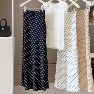 Váy đuôi cá cạp chun trong hoạ tiết kẻ chéo linen #6025