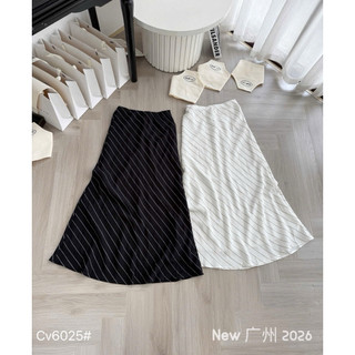 Váy đuôi cá cạp chun trong hoạ tiết kẻ chéo linen #6025