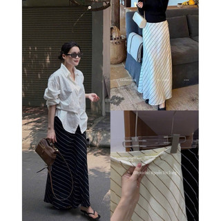 Váy đuôi cá cạp chun trong hoạ tiết kẻ chéo linen #6025