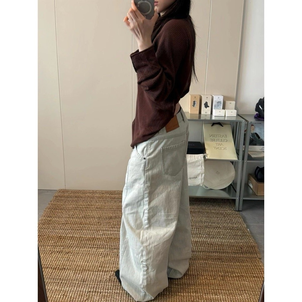 (Sẵn S đen, be M) Quần jean ống rộng cong dáng bí màu đen be trơn phối nhiều khuy cài unisex QJ021 - Tiktik
