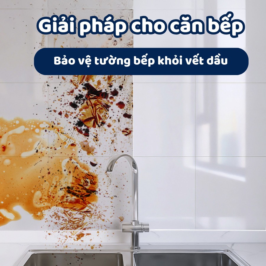 Decal Dán Bếp Trong Suốt Không Keo – Giấy Dán Tường Chống Dầu Mỡ, Chịu Nhiệt, Chống Bám Bẩn, Dễ Lau Chùi