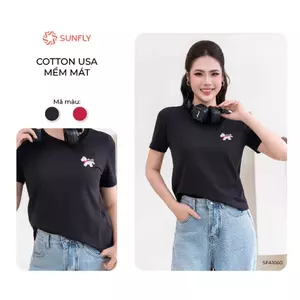 Áo phông nữ SUNFLY cotton USA dáng basic SFA1060