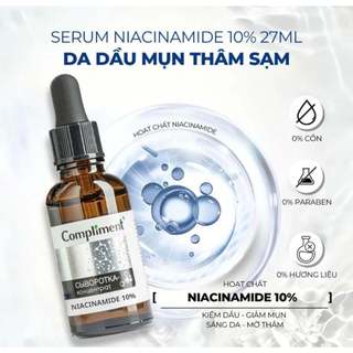 Tinh Chất Compliment Niacinamide 10% Serum Hỗ Trợ Ngăn Ngừa Mụn Và Dưỡng Trắng Cho Da Dầu 27ml