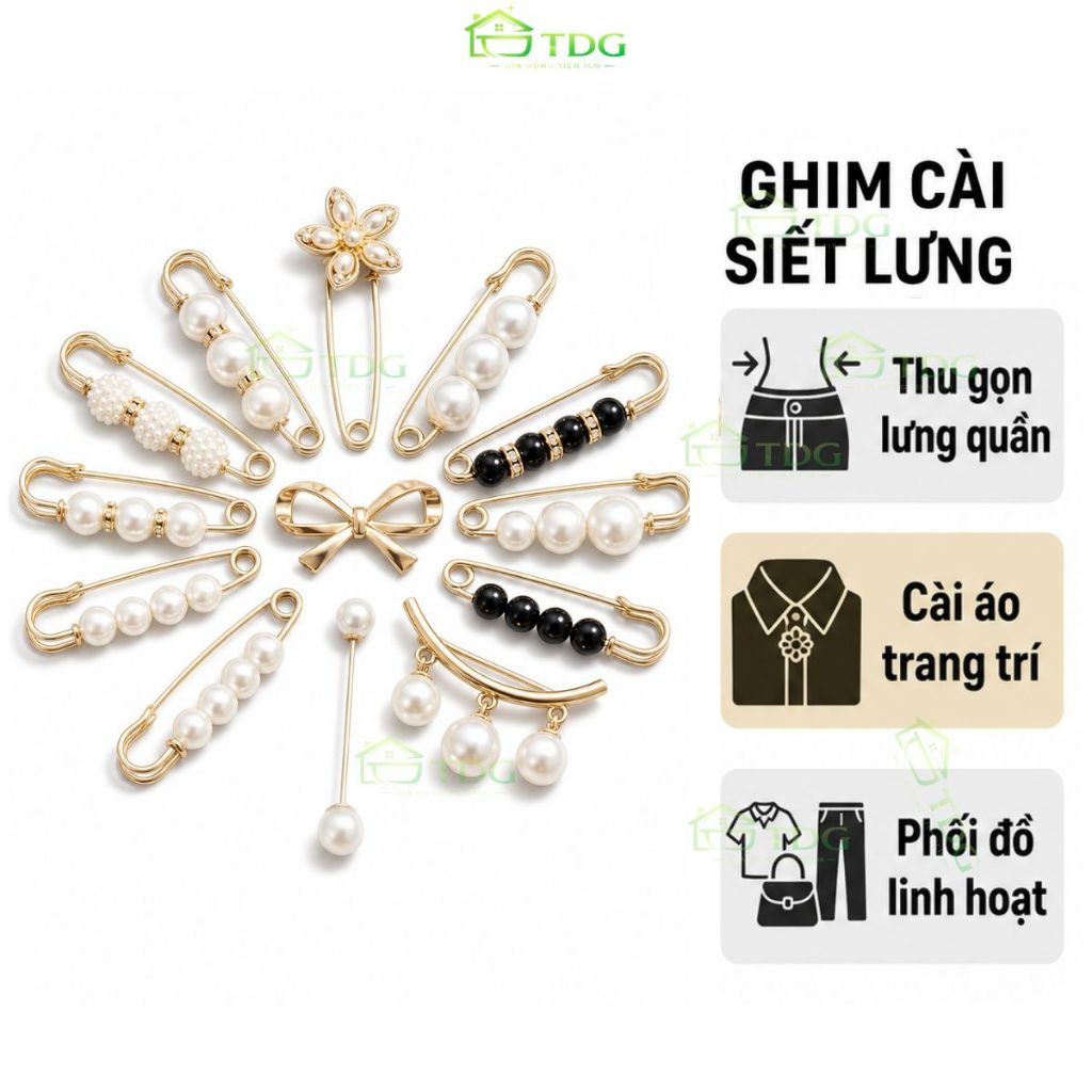 Set 13 ghim cài quần siết lưng quần TDHome thu nhỏ eo gim cài áo đính ngọc sang chảnh thời trang hàn quốc | Shopee Việt Nam