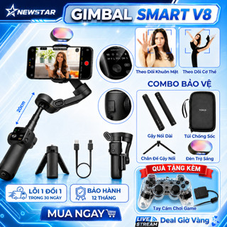 Gimbal chống rung điện thoại Smart V8 Pro, Gậy quay video chống rung - Pin 2600mAh - Tracking Ai 8.0