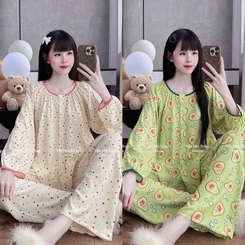YN005 Đồ Bộ Tole Lanh Nữ L1 (40-85kg) Thiết Kế Dáng Áo Cổ Tròn Viền Tay Dài Quần Dài (Màu 1 - Màu 25)