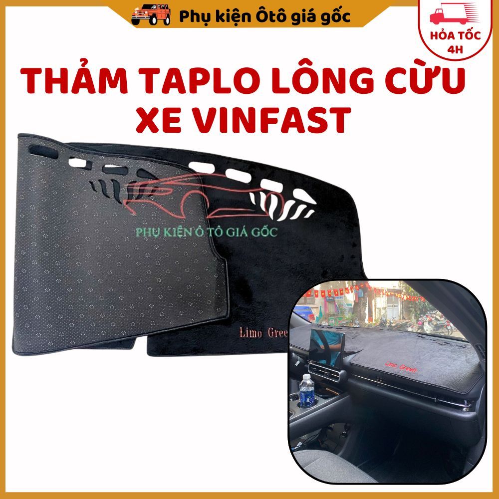 Thảm taplo lông cừu VINFAST VF3, VF5, VFe34, VF6, VF8, Herio green, Limo Green...,dày dặn, có đế chống trượt