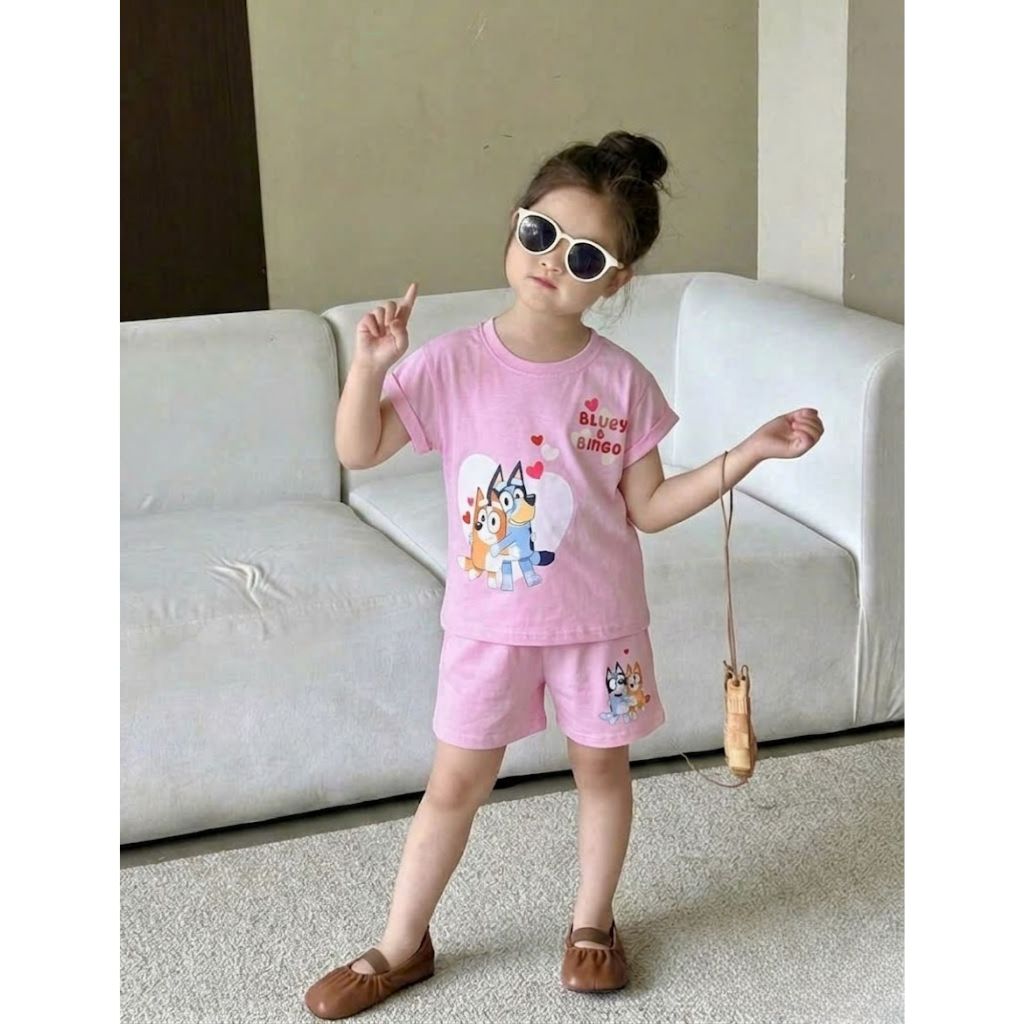 (SẴN) Set bộ xu 4 chiều cho bé gái sz 9-37kg tay ngắn 2 màu hồng, trắng chất mát cho bé gái