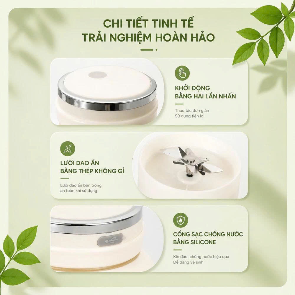 Máy Xay Sinh Tố Ostmars Cầm Tay Tích Điện, Máy Xay Mini Cầm Tay Dung Tích 500ml | BigBuy360 - bigbuy360.vn