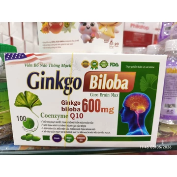 Viên Uống An Dưỡng Não Ginkgo Biloba 360 Q10 – Tăng Tuần Hoàn Máu Não, Giảm Đau Đầu, Chóng Mặt, Hoa Mắt – Hộp 60 Viên