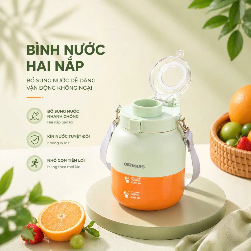 Máy Xay Sinh Tố Ostmars Cầm Tay Tích Điện, Máy Xay Mini Cầm Tay Dung Tích 500ml | BigBuy360 - bigbuy360.vn
