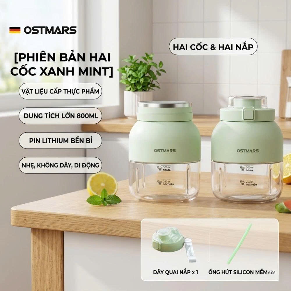 Máy Xay Sinh Tố Ostmars Cầm Tay Tích Điện, Máy Xay Mini Cầm Tay Dung Tích 500ml | BigBuy360 - bigbuy360.vn