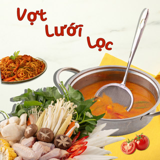 [Mua 1 tặng 1]Vợt Vớt Bọt Inox cao cấp, Vợt Hớt Bọt & Lọc Dầu, Vợt Vớt Cặn Bã, Rây Hớt Bọt
