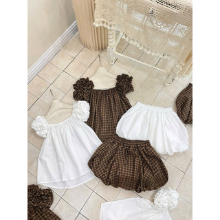 •𝙆𝙞𝙣𝙜𝙨𝙝𝙤𝙥𝙗𝙚𝙖𝙪𝙩𝙮•Set Áo Thô Tay Bồng Chun Mix Quần