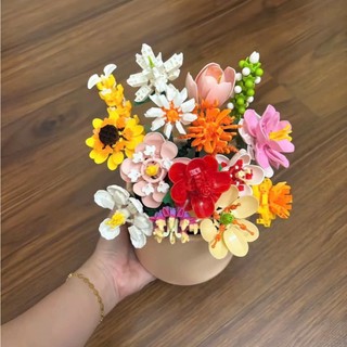 Set Đồ chơi lắp ráp 16 hộp hoa,chậu cây mini trang trí đẹp