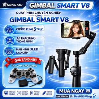Gimbal smart V8 Ai, Gimble chống rung điện thoại bản nâng cấp tracking Ai 8.0, Gimbal chống rung