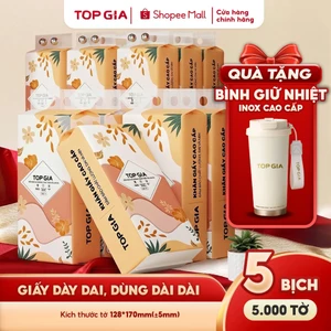 Thùng 5 bịch Khăn giấy Rút đáy Tiểu hạ Topgia 1000 tờ 4 lớp dày dặn, cao cấp