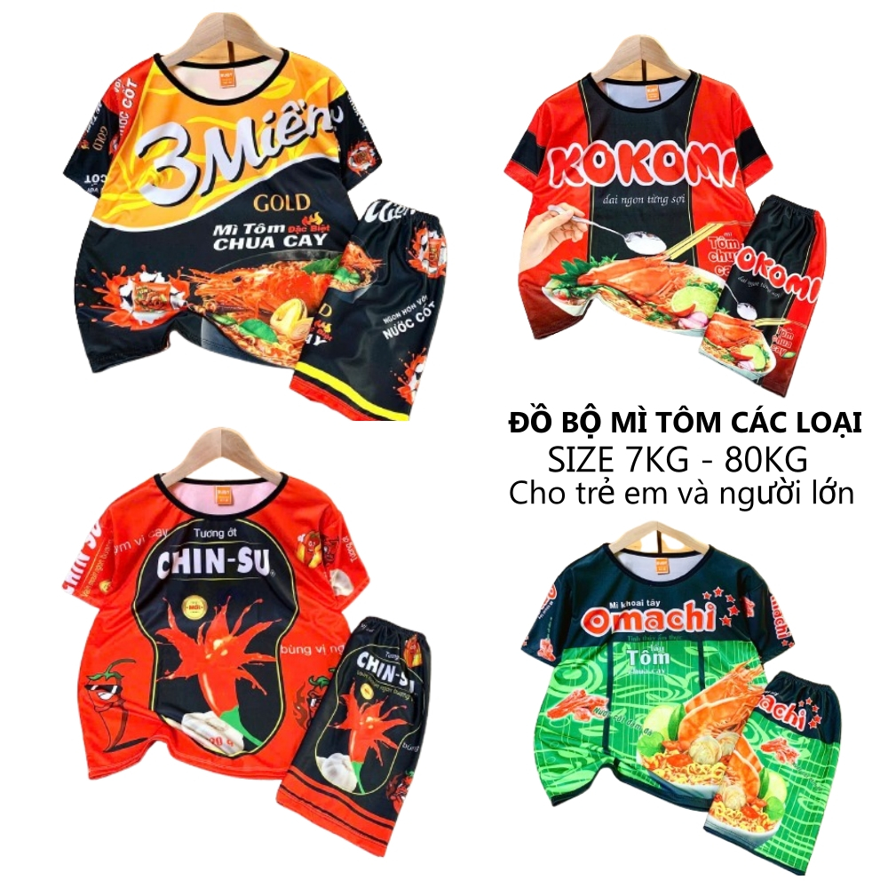 ĐỒ BỘ MÌ HẢO HẢO MÌ SIU KAY KOKOMI MI 3 MIỀN MÌ OMACHI size 7kg đến 80kg cho bé và người lớn