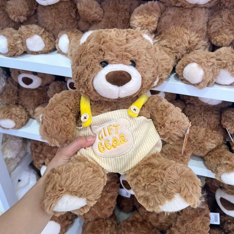 Gấu Bông Bear Lông Xù Mặc Yếm Vàng Dễ Thương, Thú Nhồi Bông Teddy Bear Cao Cấp Quà Tặng Cho Bé, Bạn Gái