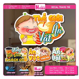 Decal Trang Trí Ăn Vặt Mại Dô, Tranh Dán Quán Ăn, Quán Nước, Dán Tường, Tủ, Kính, Xe Đẩy - Sticker Chịu Được Mưa Nắng.