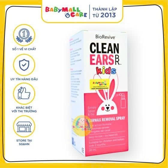 Xịt Clean Ears Kids Tan Ráy Tai 30ml Làm  Sạch Tai Cho Bé | BabyMall&Care